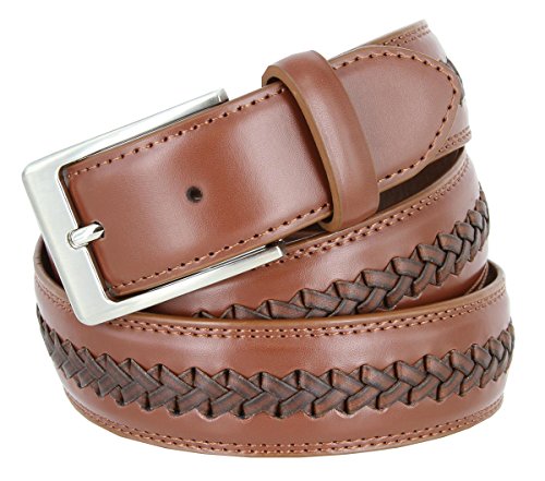 Men's Crossweave Braided Woven Laced Leather Dress Casual Belt 1-3/8" = 35mm wide2