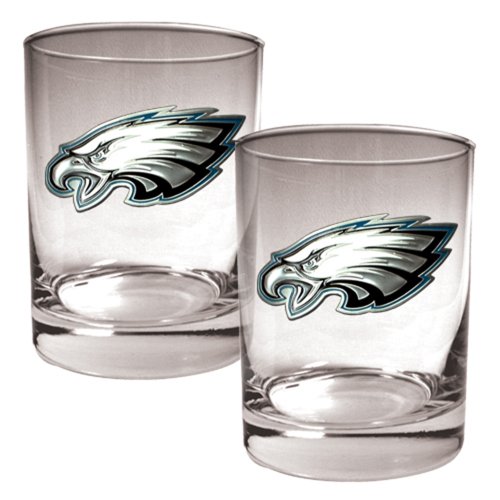 NFL Philadelphia Eagles Two Piece Rocks Glass Set - Primary Logo