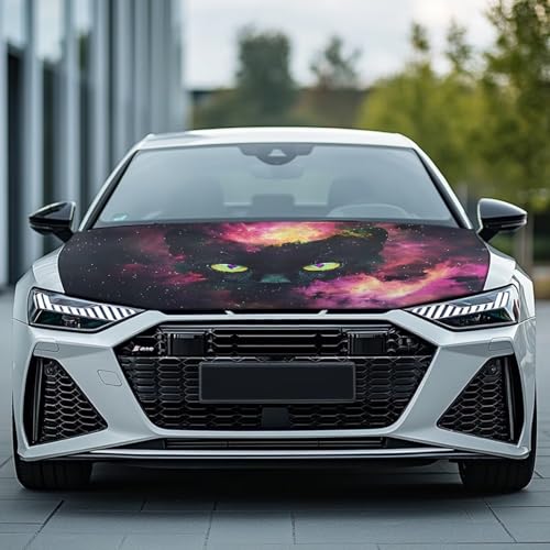 Image of Car Hood Cover Black Cat Print Car Hood Protector Car Hood Flag Waterproof Automotive Decorative Accessories for Most SUVs Sedans Trucks Pickups Jeeps