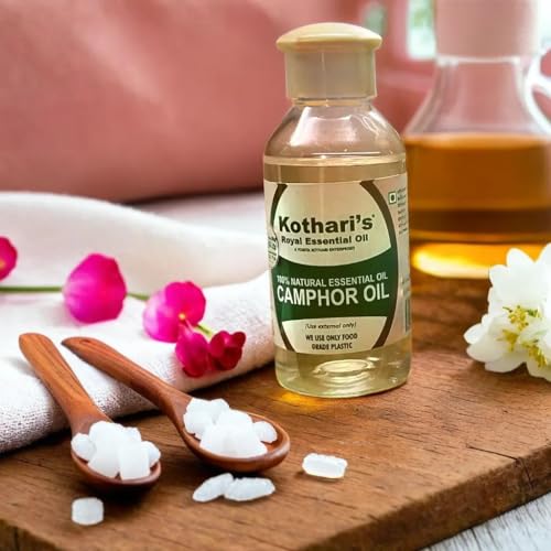 Image of Kothari's Royal Essential Oil Camphor Oil (100ml) | for External Use | Premium Quality | Multipurpose for Puja, Aromatherapy & Diffuser | Pack of 2