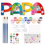 Vatertagsgeschenk für Papa, PAPA Bilderrahmen Holzbuchstaben, Geschenk Bastelset für Papa, Holzbuchstaben Bastelset Holz mit Standhilfe Holznamen bemalen und Fotos, Geburtstag Geschenk für Papa