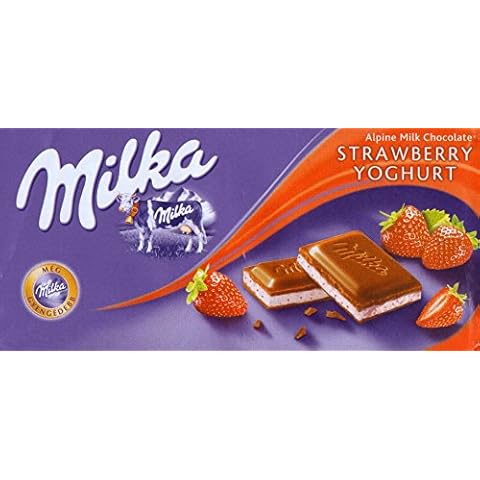 Milka Strawberry Yoghurt Original Chocolate 100g (5 Bars) Cover