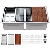 VEVOR Fregadero de Cocina 83,8x48,3x23 cm, Fregadero Bajo Encimera de Acero Inoxidable 2 Senos Bajo Encimera con Accesorios para Borde, Fregadero para Lavavajillas Doméstico para Estación de Trabajo