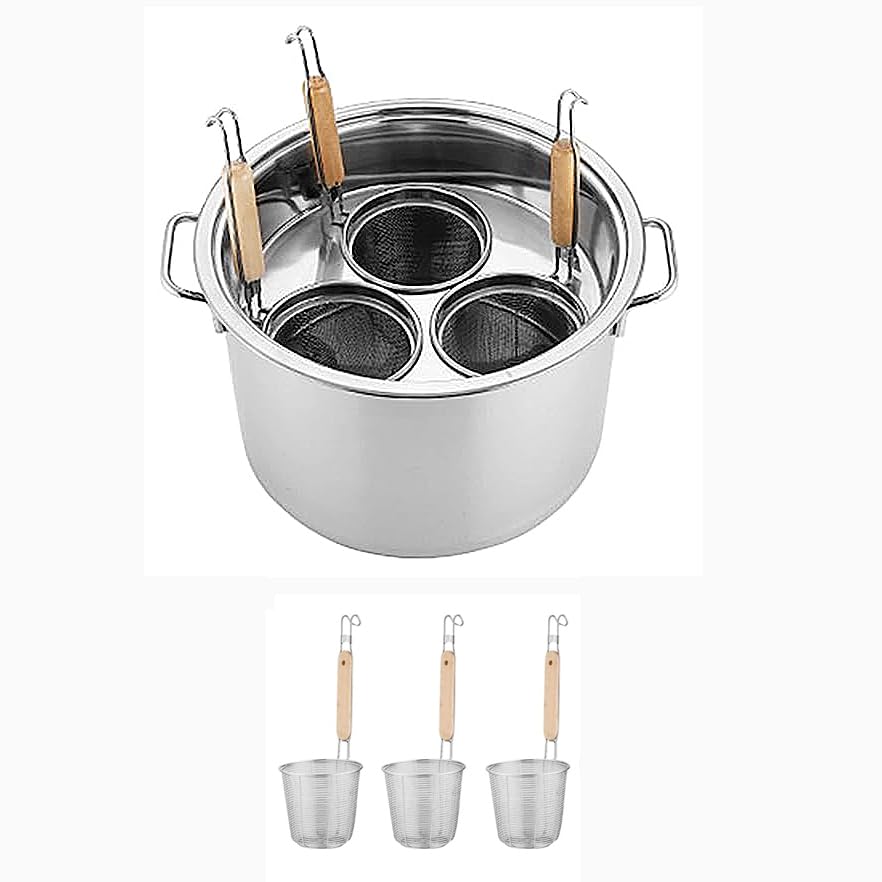 SAeWare Olla de pasta de acero inoxidable de 6 cuartos con colador y divisor, olla multifuncional para el hogar y restaurante, ideal para pasta, veterinarios, sopas y más, D-3 agujeros