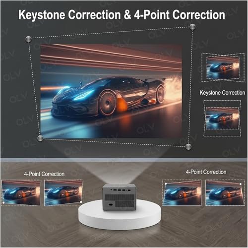 Image of OLV Portable Smart Mini Projector for Room 8K Input, 4K Supported, Android 13, WiFi 5, Bluetooth 6.0, 3W Speaker, HDMI, USB Support, Compatible with TV Stick /Windows /iOS /Android Home Theatre Projector