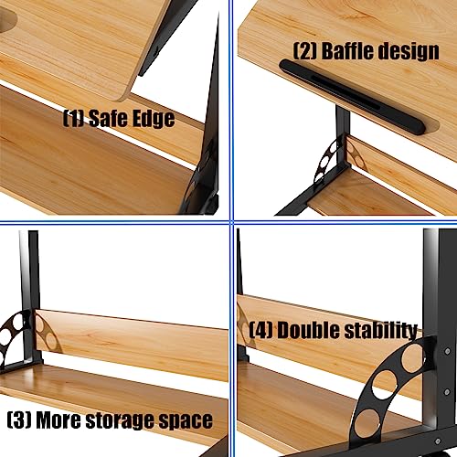Furist Overbed Table, Bed Desk, Mobile Standing Desk Rolling Table, Portable Laptop Desk, Rolling Laptop Desk, Overbed Table with Wheels Adjustable Height, Rolling Bed Desk for Home Office