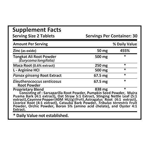 Real Herbs Tongkat Ali Advanced Complex 2273Mg – Genuine Tongkat Ali Root With Maca Root, L-Arginine, Panax Ginseng & More For Energy And Focus - 60 Tablets #TOP1