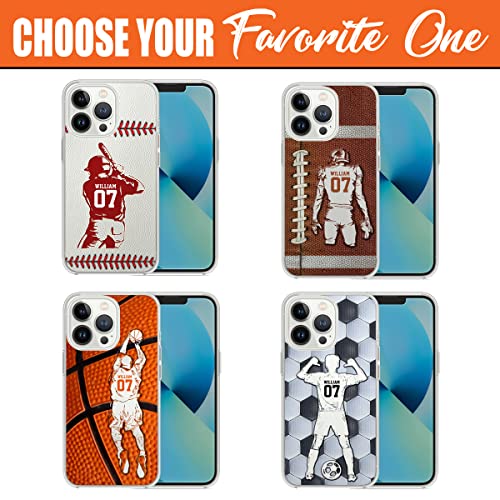 Somlatic Personalized Football Phone Case Custom Name & Number Socer Ball Cases Gifts For Players Sports Lovers Compatible With Iphone 14 13 12 11 Pro Max Mini X Xs Xr #TOP4