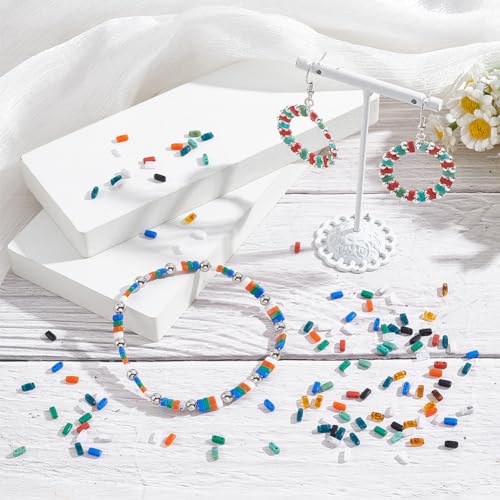 SUNNYCLUE 1 Box 1000Pcs 10 Colors 2 Hole Rectangle Bead Acrylic Flat Square Beads Half Tile Small Cute Mini Seed Carrier Spacer Beads for jewellery Making Diy Crafting Supplies Bracelet Necklace Women - Image 4