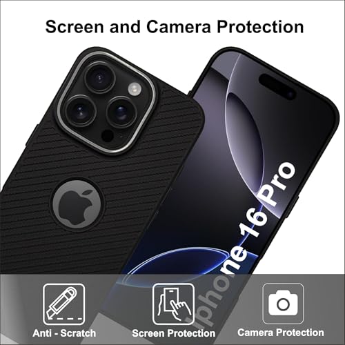 Image of SBMS Back Cover for iPhone 16 Pro Soft Matte Silicone Cover with Slim Fit | (Not Mag-Safe Compatible) | Shockproof | Camera Protection Bumper Case for iPhone 16 Pro (Black)