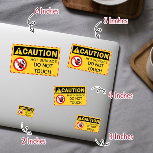 Image of (3Pcs) Caution Hot Surface Do Not Touch Sticker Decal, Caution Hot Surface Stickers, Hot Warning Sign, Do Not Touch Sticker Waterproof for Water Bottle, Truck, Car, Helmet Decal 5 inch (Normal, 6in)