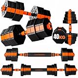 ManiBoom Pesas y Mancuernas Ajustables Octogonales - Kit de Pesas Ajustables con Barra y Cierre de Seguridad - Equipo de Entrenamiento Progresivo para Toda la Familia