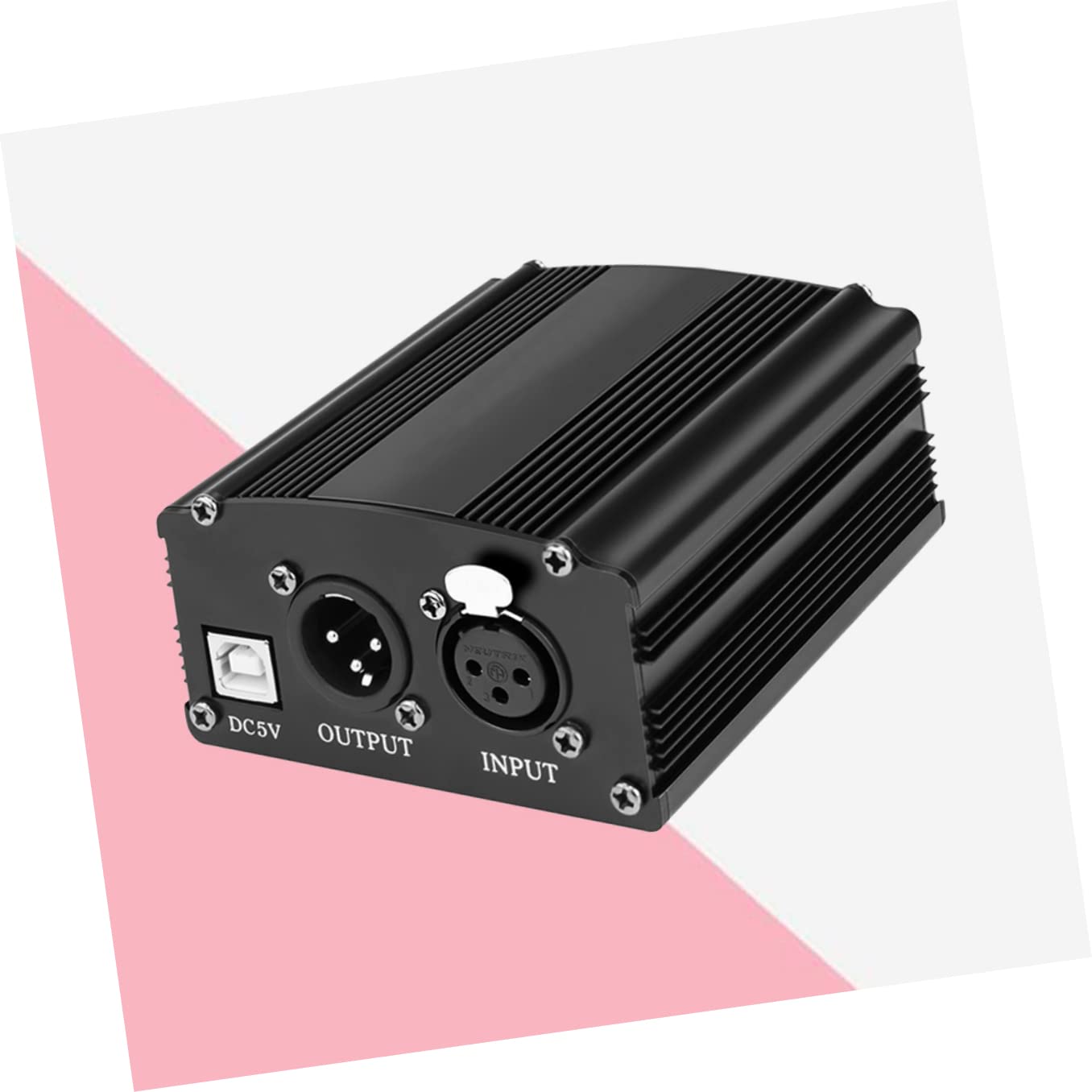 48v Phantom Netzteil für Kondensatormikrofon mit 5v USB Eingang Metallgehäuse und Sanfter Anlauf-Funktion für Tonstudio und Rundfunkaufnahmen