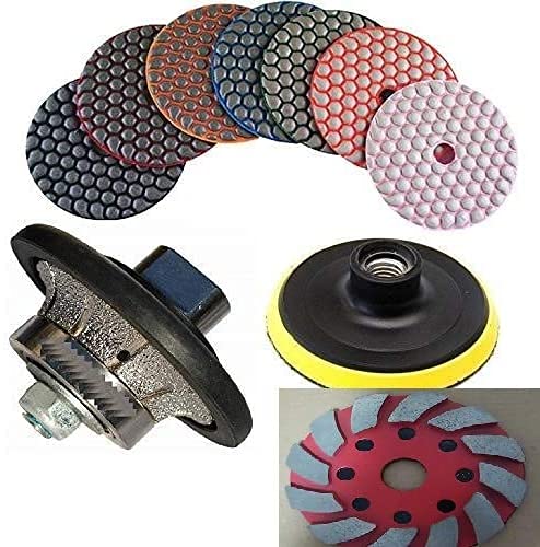 Polishing Abrasive Tools Mart3/4inch Diamond Radius Bullnose Granite Shaping Router bit 4inch Resin Dry Pad Sanding disc Grinding Cup Wheel 8+1 Stone Concrete Floor Surface Repair terrazzo Sander