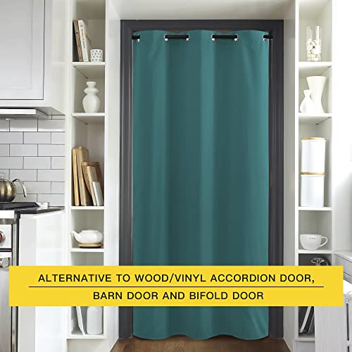 Image of NICETOWN Doorway Curtain Room Divider Drape Screen Partitions, Vertical Blind for Sling Door, Blackout Window Curtains Privacy Blind for Patio (Sea Teal, 1 Panel, 7ft Tall x 5ft Wide)