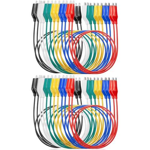 Image of 24 PCS Alligator Clips Insulated Metal, 19.68 inch inch /50CM Crocodile Clips Electrical with Wires, 6 Colors Alligator Clips for Crafts, Electrical Testing, Circuit Connection, Experiment