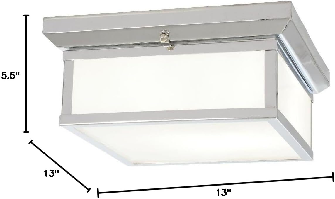 Minka Lavery Flush Mount Ceiling Light 6919-77 Low Profile Fixture, 2-Light 120 Watts, Chrome