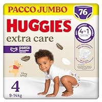 Huggies Extra Care, Mutandine Taglia 4 (7-18 Kg), Ultra assorbente, Pacco Mega, 76 Pz
