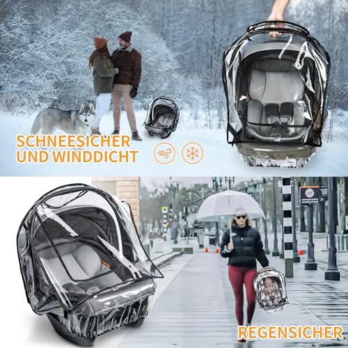 bemece Universal Regenschutz Babyschale, Regenschutz für Babyschale, Bequemes Zugang Rolltor und Trageöffnung, Gute Luftzirkulation, Transparent
