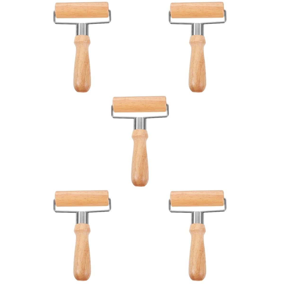 Cabilock 5 Piezas De Cortador De Pizza De Madera Con Forma De Rueda Rodillo Para Hornear Antiadherente Versátil Herramienta De Cocina