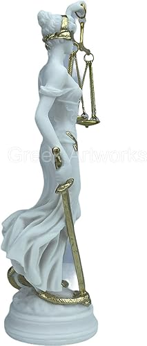 Miniatura 8 de Themis - Estatua de diosa griega romana ciega de la ley de la justicia, 10.23 pulgadas, blancodorado, altura 10.2 in, ancho 3.5 in (3.54 pulgadas),