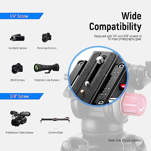 NEEWER 79"/200cm Video Tripod, Heavy Duty Aluminum Alloy Camera Tripod Stand with 360° Fluid Drag Head, QR Plate Compatible with Canon Nikon Sony and Other DSLR Camera Camcorder, Load Up to 17.6lb/8kg