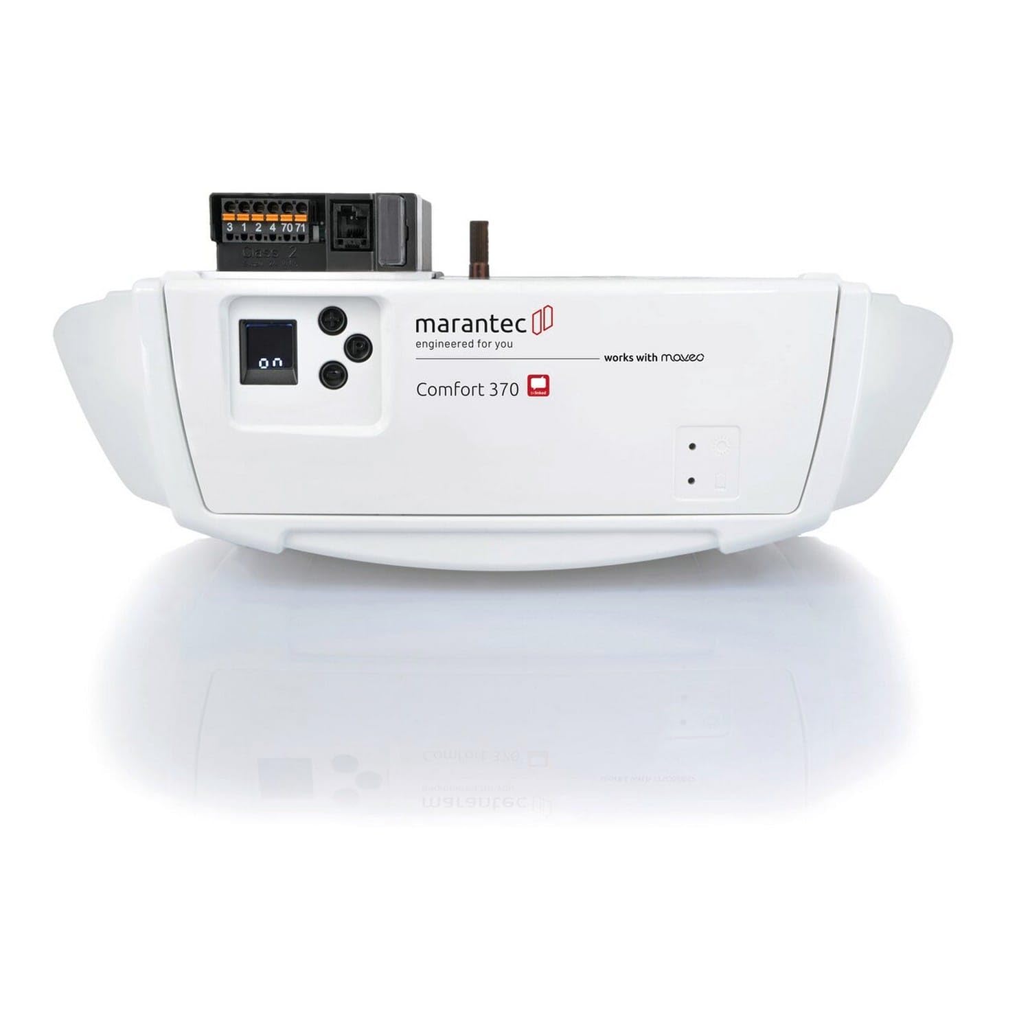 Marantec Comfort 370 Actionneur de porte de garage avec 2 émetteurs manuels, actionneur de portail électrique pour portes de garage, portes sectionnelles et portails battants, blanc