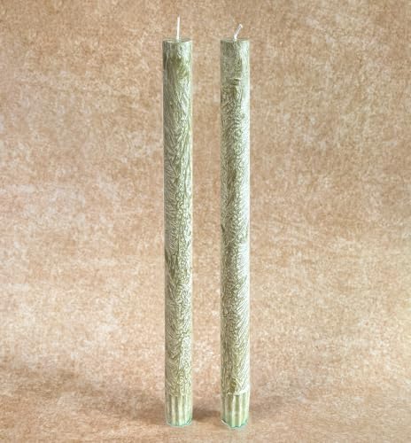 PAMELIFE Sage Green(Sage Mineral) Tall Decorative Taper Candles, 2 Pack 12 Inch Rustic Vintage Stylesticks, Unscented Dripless Textured Decors for Thanksgiving Table Centerpiece Decor and Home Styling