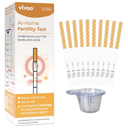 Vivoo FSH Fertility & Menopause Test At-Home Ovarian Reserve and Perimenopause Hormone Test for Women | 10 FSH Test Strips + 10 Cups | 5-Min Results | Free App Tracking