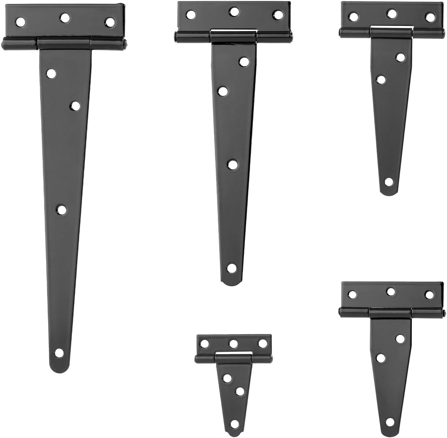 2 PCS T Shaped Black Iron Barn Door Hinges Rustic Furniture Metal Hinge for Wooden Kitchen Cabinet Cupboard Wardrode Fence(Black 62mm)