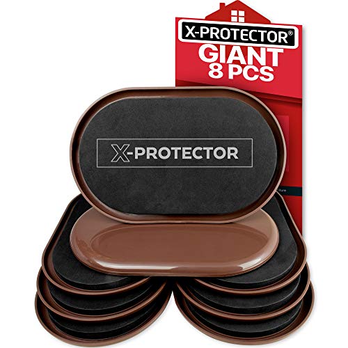Furniture Sliders for Carpet X-PROTECTOR – 8 pcs Heavy Duty 9-1/2" x 5-3/4"