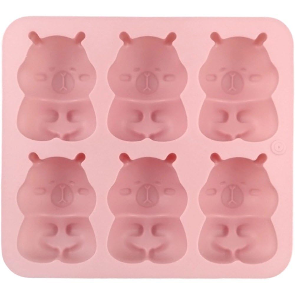 Haowul Pink Funny Capybara Ice Silicone Molds, Novelty Cool Whiskey Ice Cubes Cube Molds, Baking Molds, Chocolate Candy Molds For Capybara Theme Party Gifts