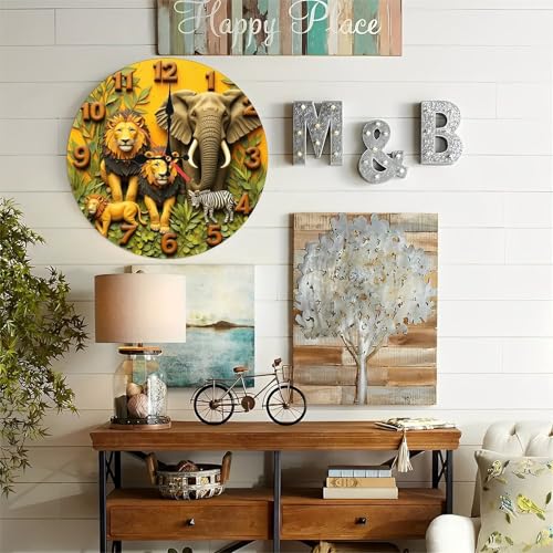 Reloj de pared de madera Safari Animal 10 pulgadas, silencioso miniatura 5
