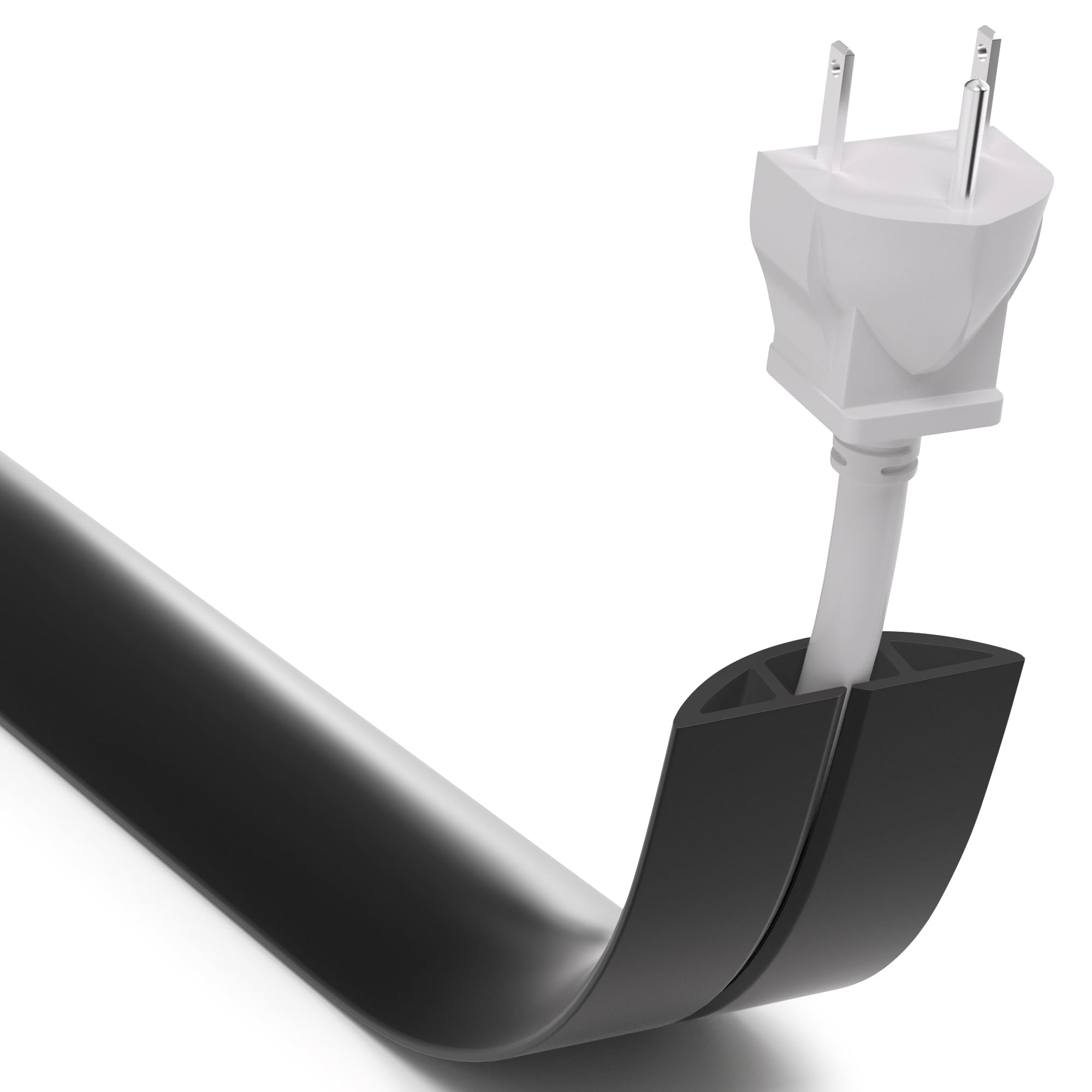 ZhiYo 5.6ft Floor Cord Cover, Cable Cavity 0.6" W x 0.3" H, Black
