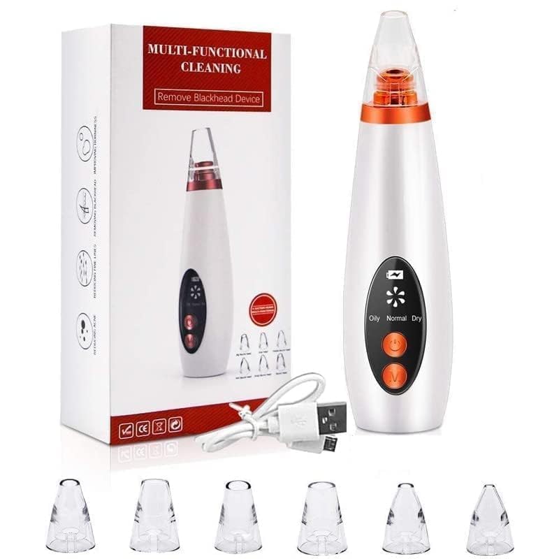 6 in 1 Multi-function Blackhead Remover Tools | Electric Derma suction Machine | USB Rechargeable Acne Pimple Pore Cleaner Vacuum tool | Facial Cleanser Device for Nose & Skin Care-image-41