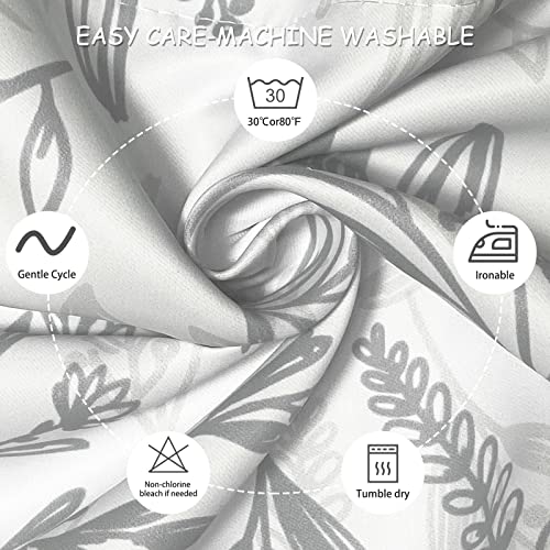 Leaves Floral Printed Valances For Kitchen Windows - Rod Pocket Room Darkening Short Curtain Valances For Dining Living Room/Bedroom/Bathroom/Farmhouse/Laundry/Cafe 1 Panel 52X18 Inches Long, Grey #TOP4