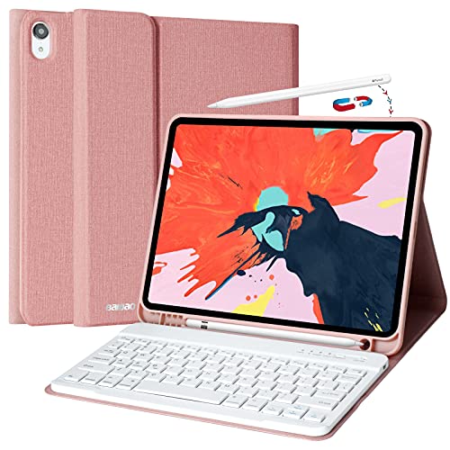 iPad Keyboard Case 10.9 Air 4th Generation 2020, iPad Air 4 Case with Pencil Holder and Keyboard, Detachable Wireless Bluetooth Keyboard for Tablet 4th Gen Air Keyboard Flip Cover (Pink)