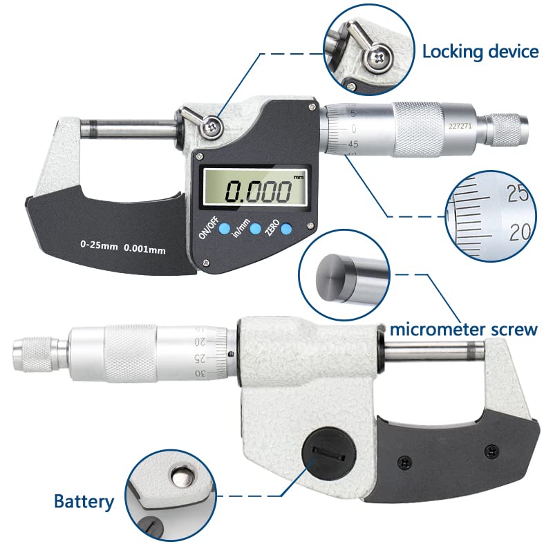 Mikrometr Micrometr Caliper Dokładność 0,001mm cyfrowy mikrometr zewnętrzny 0-25/50/75/100 mm Digital Miernik Narzędzia pomiarowe(75-100mm)