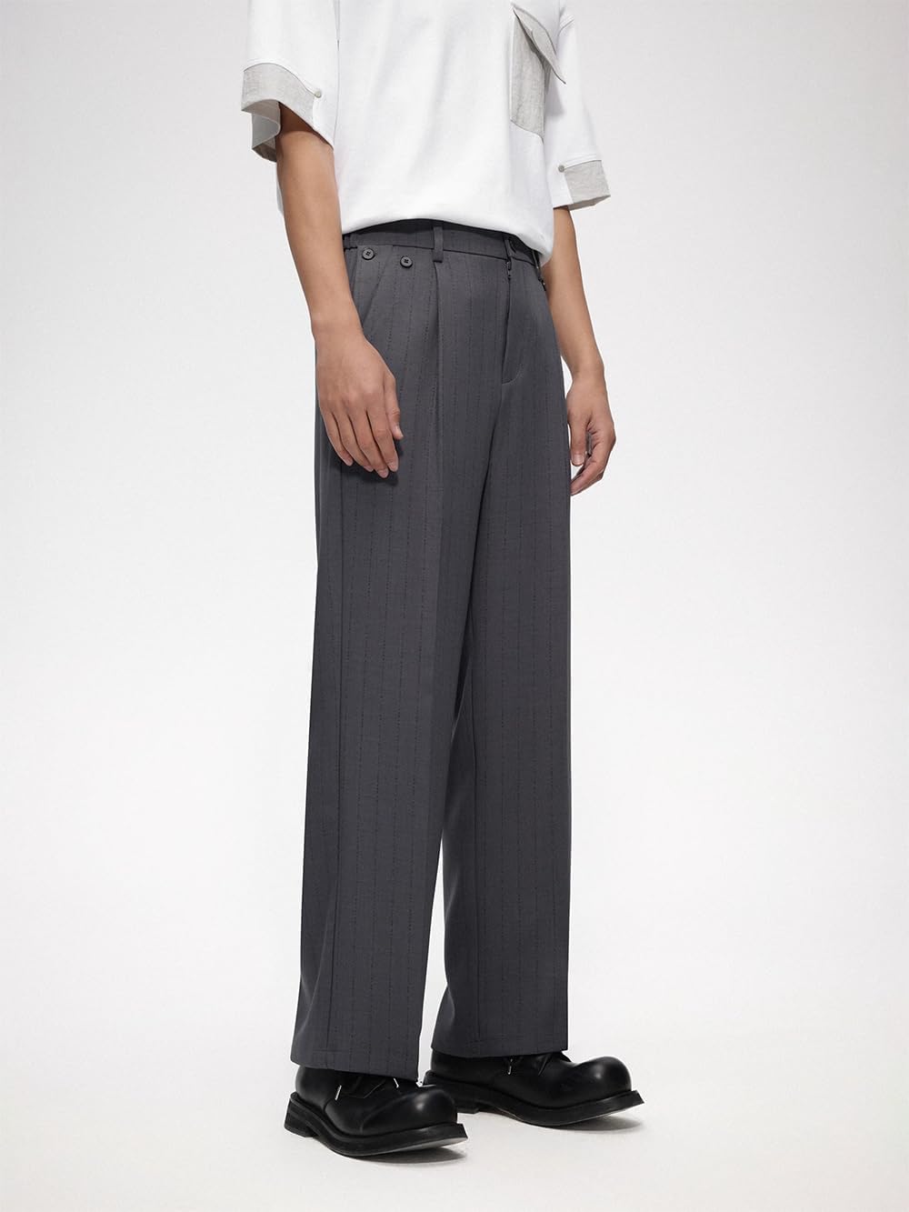 Men's Suit Pants Striped Straight Leg Loose Summer Casual Lightweight Work Trousers for Men