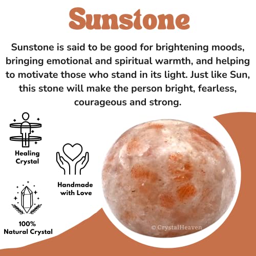 Image of Certified Sunstone Crystal Healing Tumbled Stone, Natural Polished Crystals for DIY Crafts, Manifestation, Meditation, Pooja Feng Shui and Reiki Healing (30 Grams)