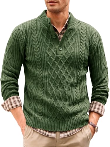 Runcati Mens Stand Collar Pullover Sweater Casual Cable Knitted Winter Warm Thermal Knitwear Sweaters