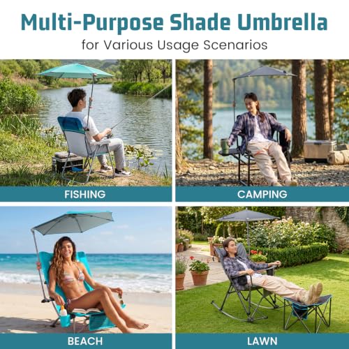 FUNDANGO Camping Chair Umbrella Adjustable with Clamp UPF 50+ (Cyan) by FUNDANGO - Used condition - Image 6