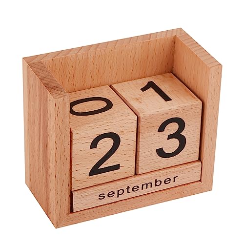 Image of STAR CRAFT Wooden Calendar Table /Desk Calender Office Desk Stationary Calender Handcrafted Natural Wood Perpetual Calendar Set for Desk /Table Decor, Study Room (BLACK)