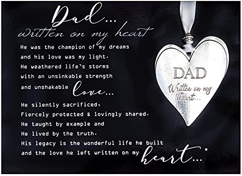 Dad Pewter Memorial Heart Boxed Gift Ornament with Sentimental Poem