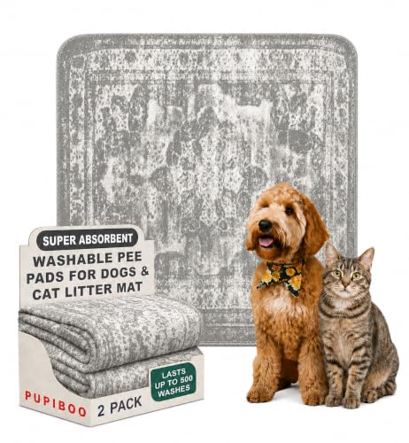 PUPIBOO Washable Pee Pads for Dogs and Cats - Super Absorbent Reusable Puppy Training Pads - 100% Waterproof, Leak-Proof & Non-Slip Whelping Pads for Pet Housebreaking