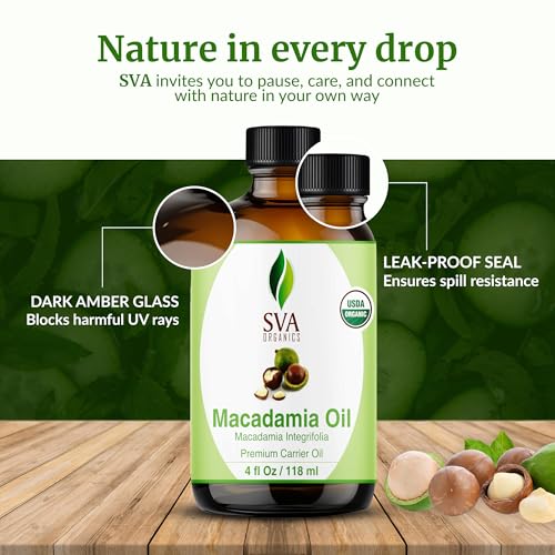 Image of SVA Organic Macadamia Seed Carrier Oil with Dropper, 4 Fl Oz (118 ml)