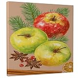 Thème et éléments de design : cette œuvre d'art présente un ravissant thème d'automne, mettant en valeur des pommes vibrantes, des bâtons de cannelle et de l'anis étoilé, créant une atmosphère chaleureuse et accueillante.
