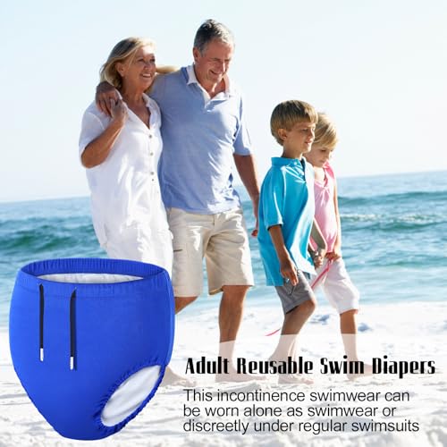 Image of Glitopper 2 Pcs Reusable Adult Swim Diapers Special Needs Cloth Diaper Covers Washable Nappy Trunks Waterproof Leakproof for Postpartum Women Incontinence Protection Unisex(Black,Blue,S)
