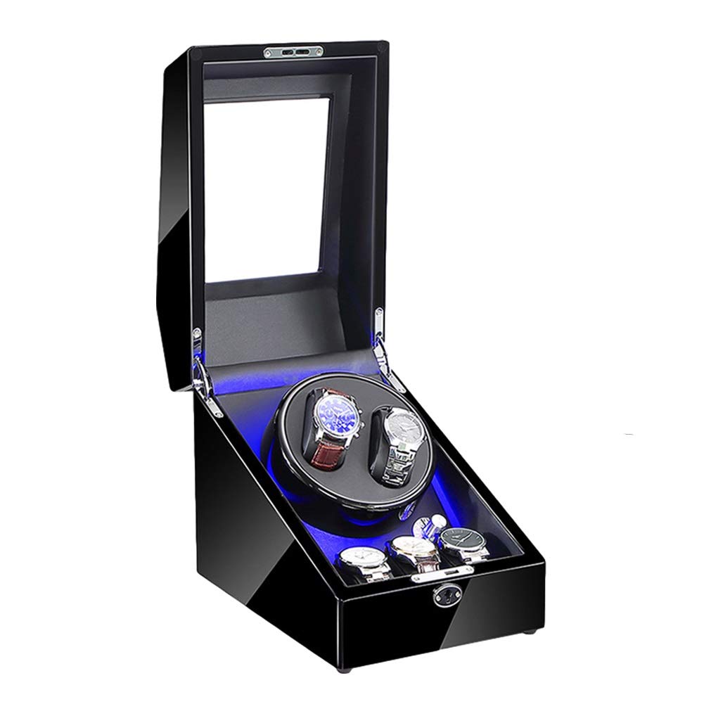 CGCSYZ Automatic Watch Winder with LED Illumination Watch Winder Box Black Piano Paint Exterior Quiet Motor Dual Power Supply