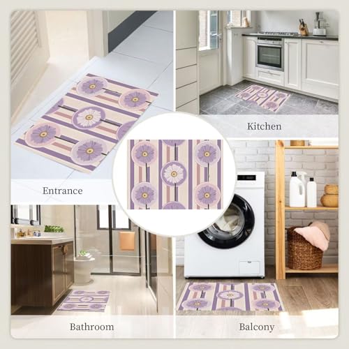 Tapis lavable en machine mauve 150x210 cm antidérapant - 8